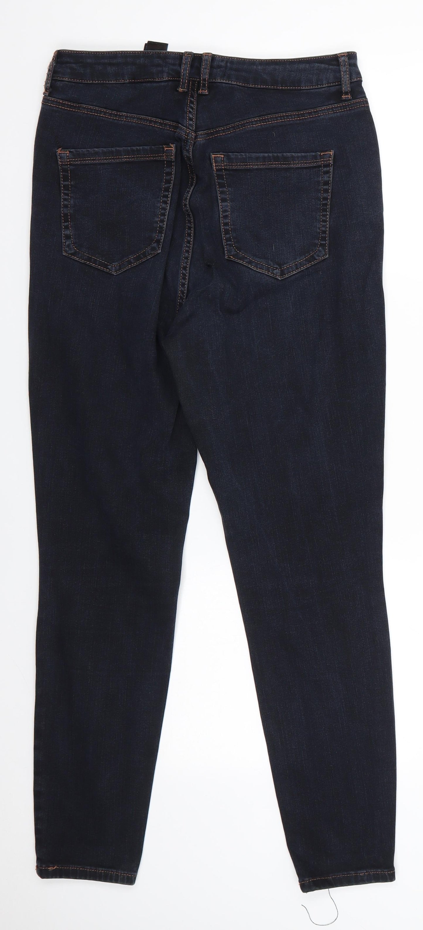 NEXT Womens Blue  Lyocell Skinny Jeans Size 14 L27.5 in Regular  - Dark Blue Hypercurve Super High Waist