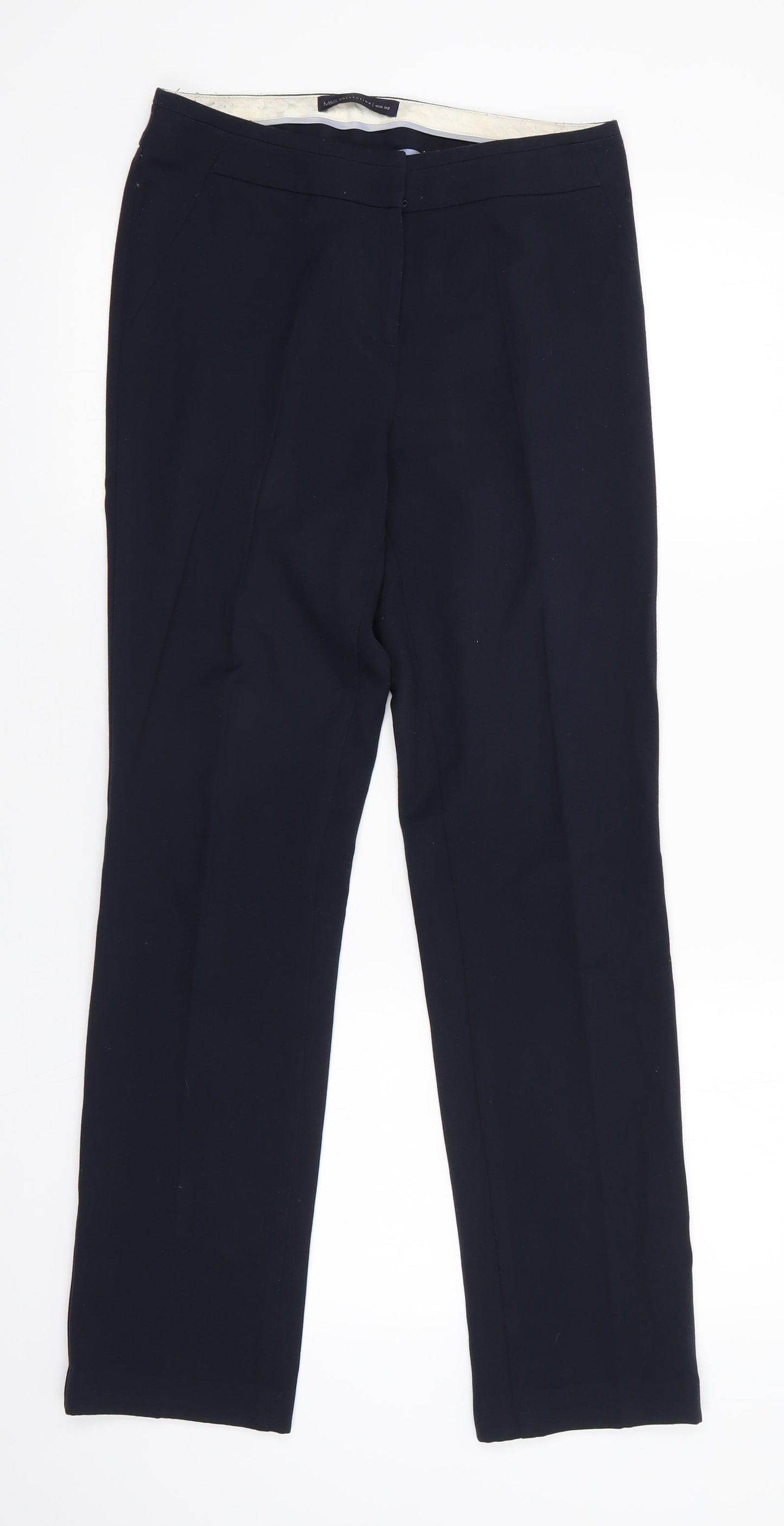 Marks and Spencer Womens Blue  Polyester Trousers  Size 6 L29 in Slim  - Navy Blue