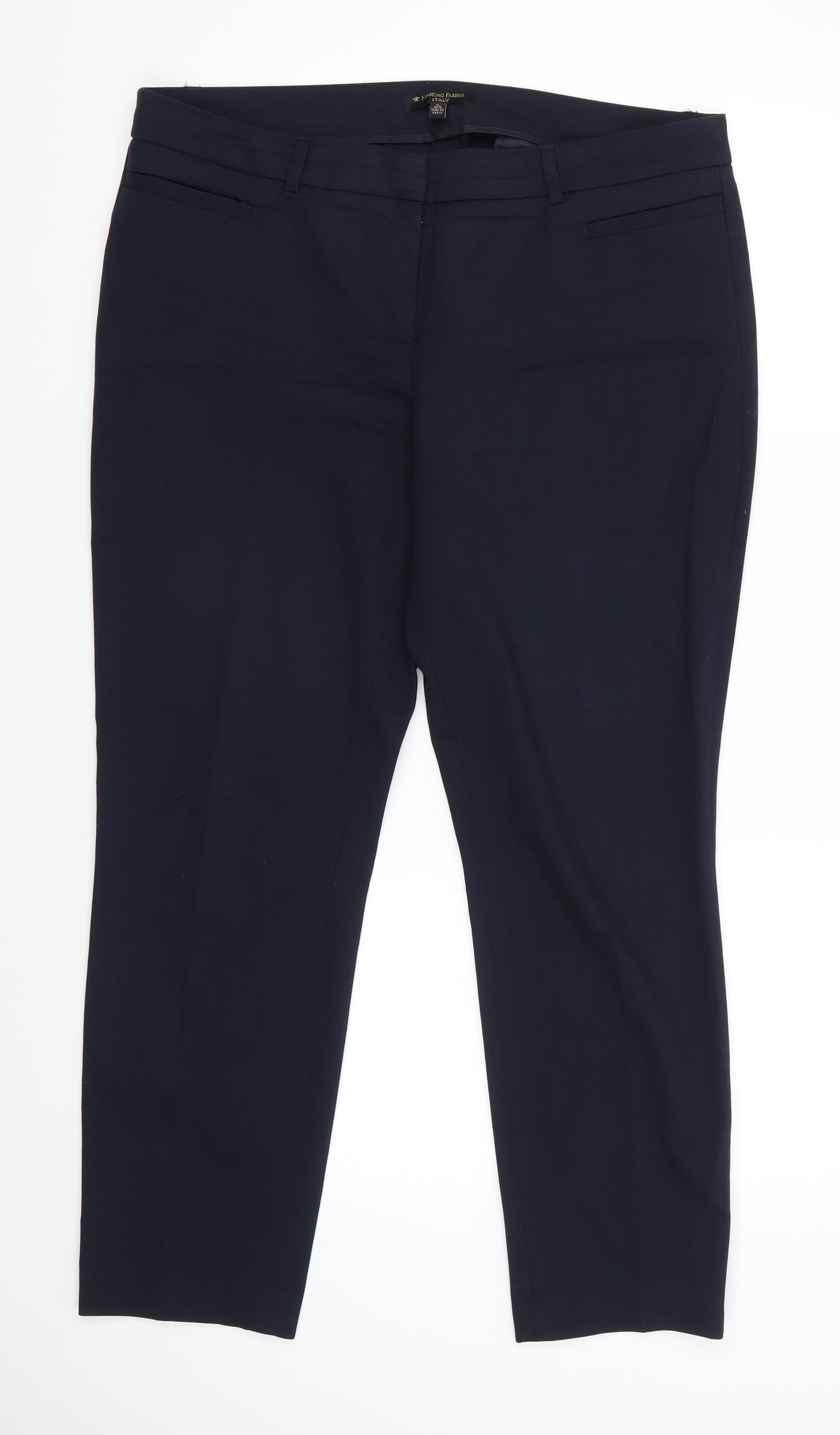 Massimo Fabbro Womens Blue  Polyester Trousers  Size 16 L28 in Regular  - Navy Blue