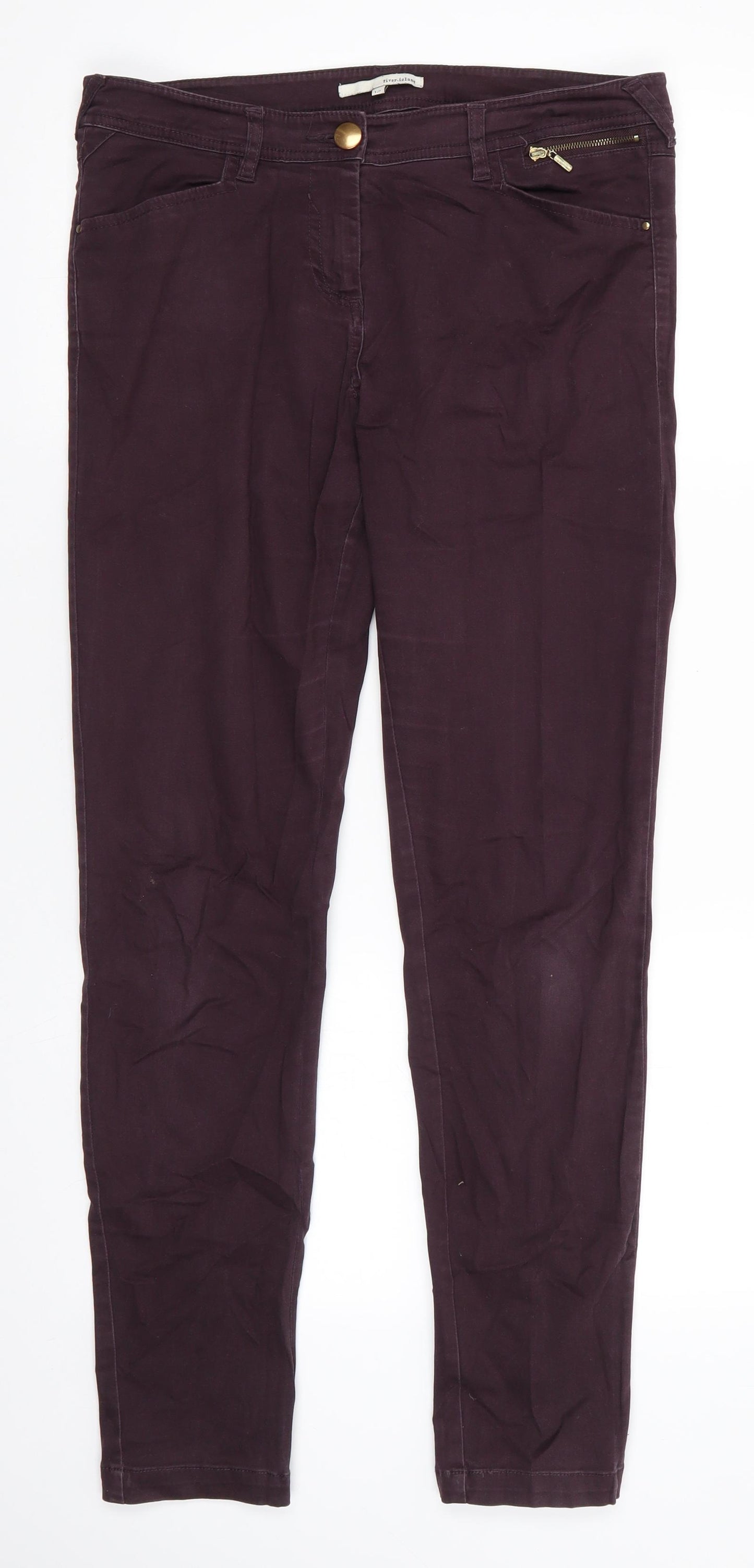 River Island Womens Purple  Cotton Skinny Jeans Size 12 L29 in Regular  - Dark Purple