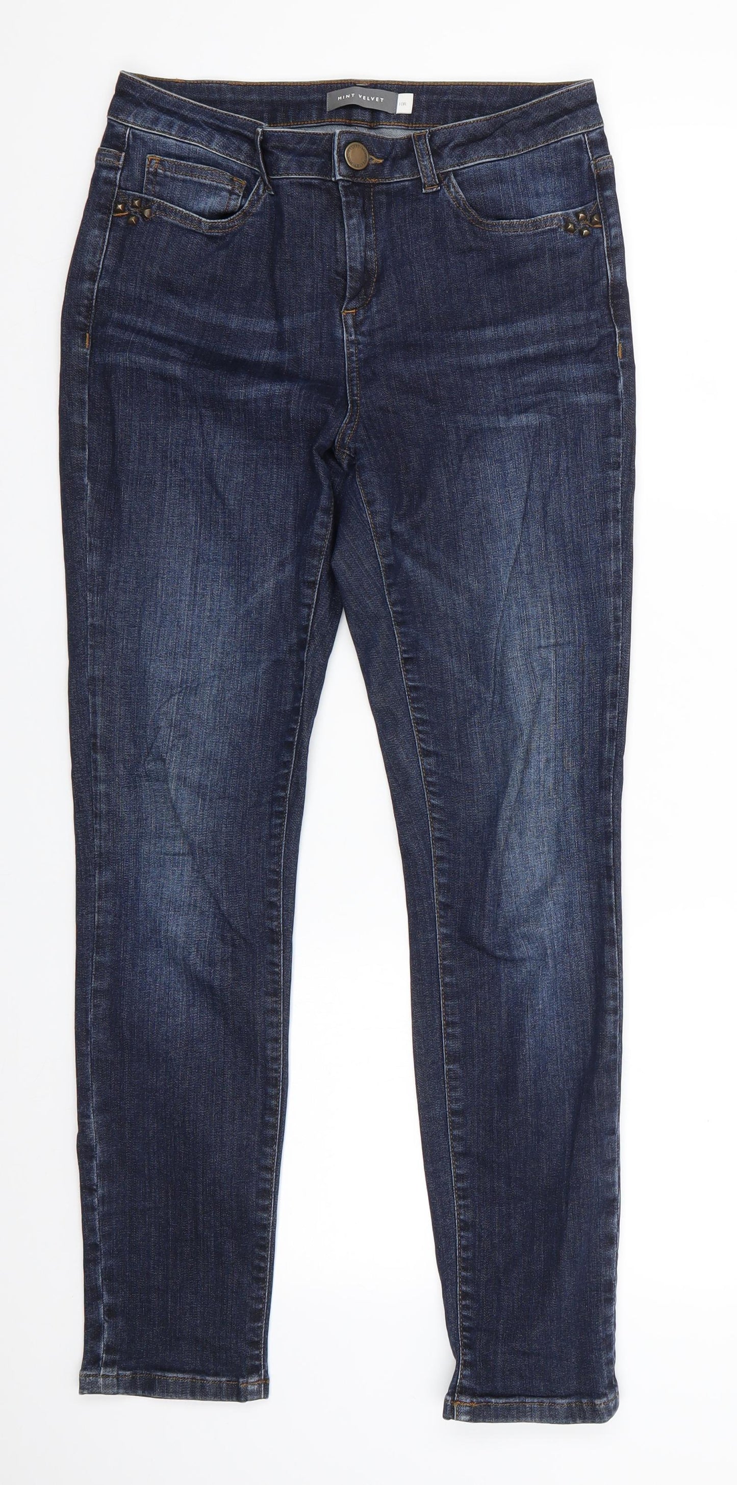 Mint Velvet Womens Blue  Cotton Skinny Jeans Size 10 L28 in Regular  - Dark Blue