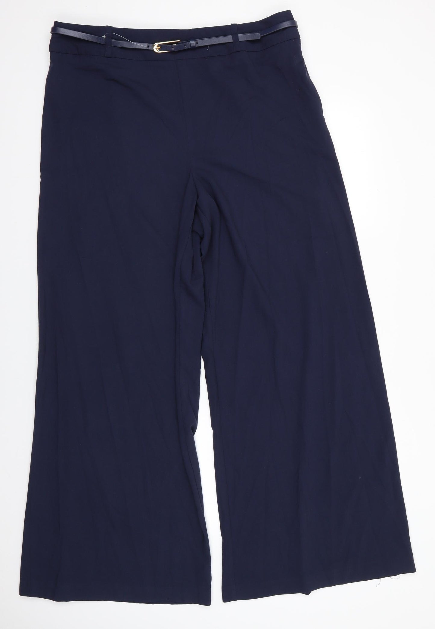 NEXT Womens Blue  Polyester Trousers  Size 18 L31 in Regular  - Wide Legged Side Zip