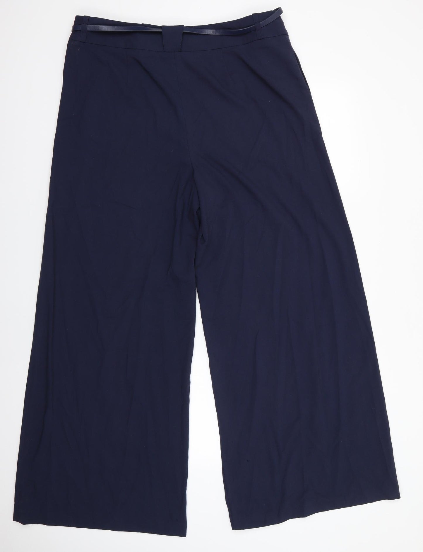 NEXT Womens Blue  Polyester Trousers  Size 18 L31 in Regular  - Wide Legged Side Zip