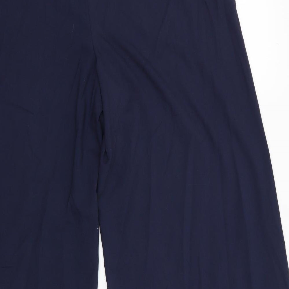 NEXT Womens Blue  Polyester Trousers  Size 18 L31 in Regular  - Wide Legged Side Zip