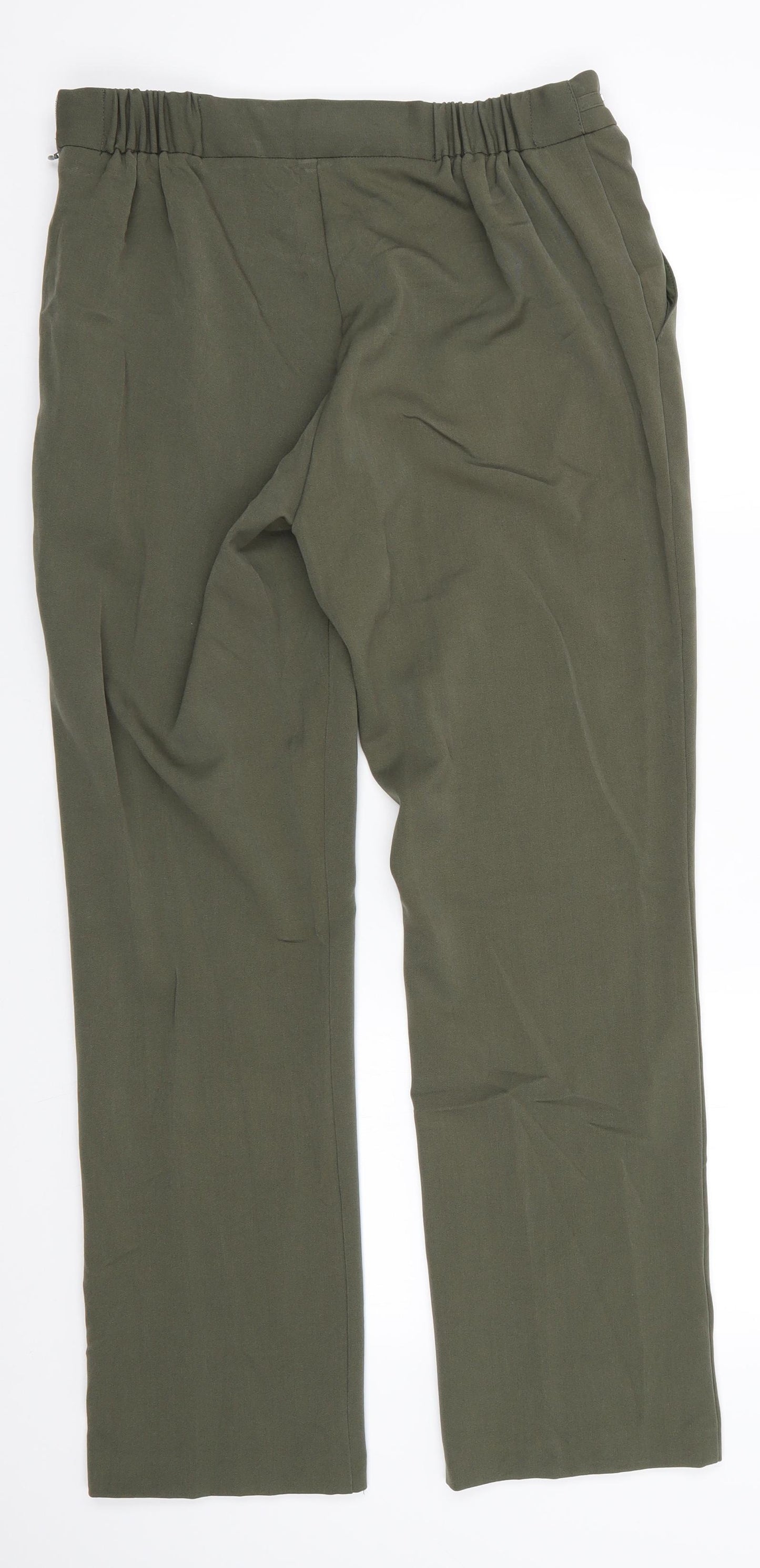 Anna Rose Womens Green  Polyester Trousers  Size 12 L29 in Regular  - Side Elastication Olive Green