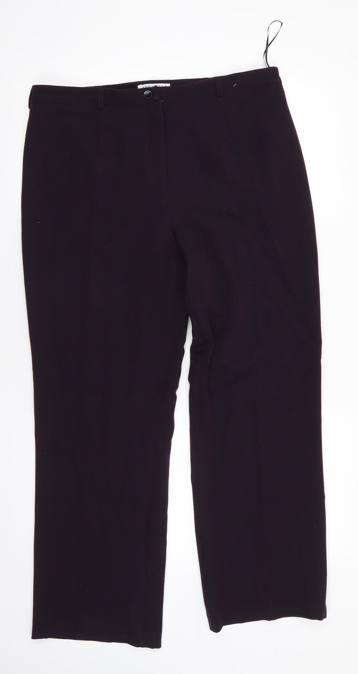 Annabelle Womens Purple Polyester Trousers Size 14 L28 in Regular - Dark Purple Side Elastication