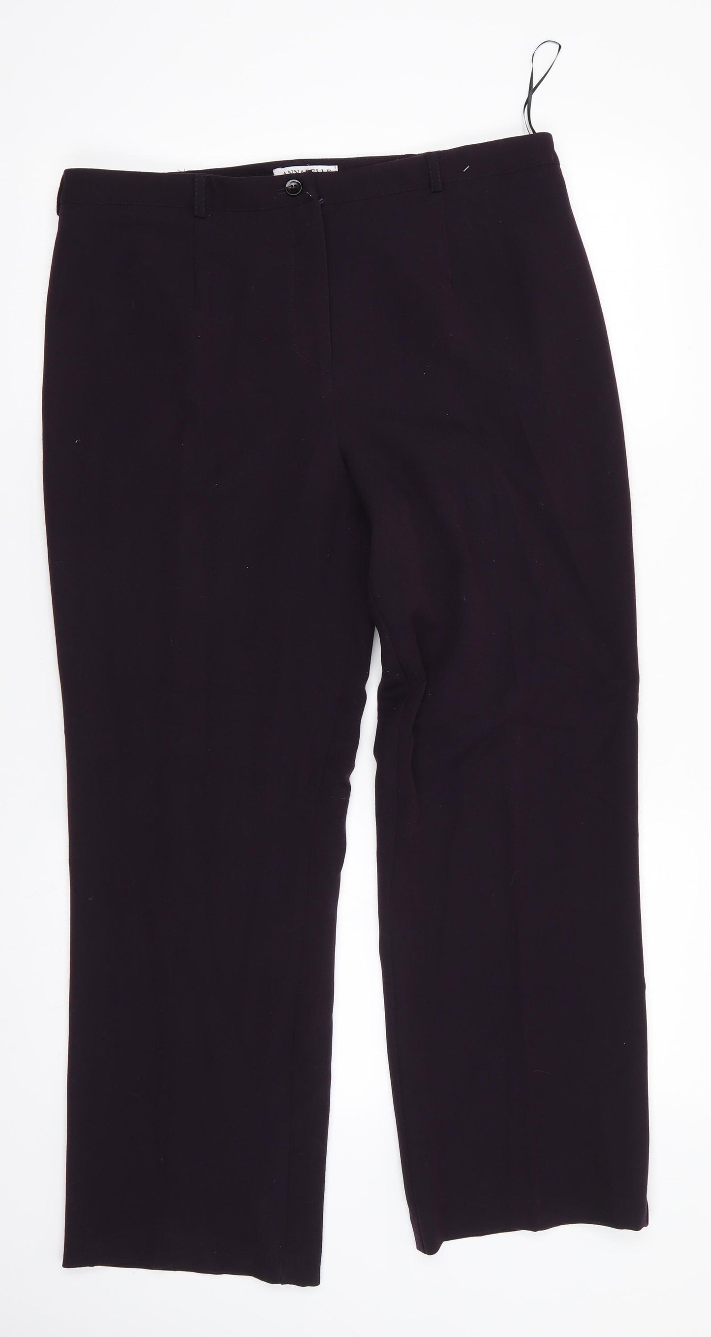 Annabelle Womens Purple  Polyester Trousers  Size 14 L28 in Regular  - Dark Purple Side Elastication