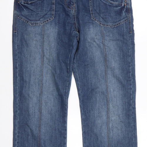 George Womens Blue  Cotton Boyfriend Jeans Size 14 L25 in Regular  - Roll Up with tab Soft feel