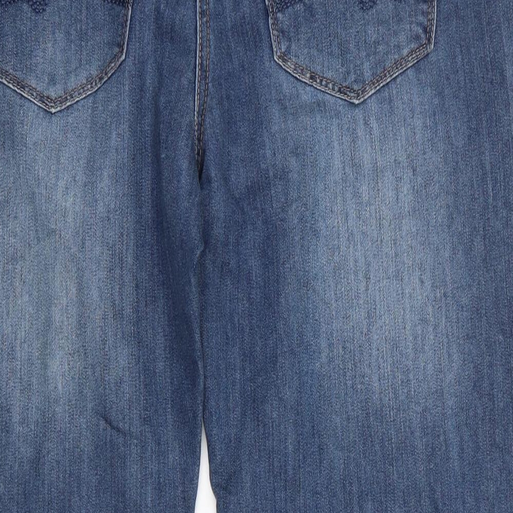 George Womens Blue  Cotton Boyfriend Jeans Size 14 L25 in Regular  - Roll Up with tab Soft feel