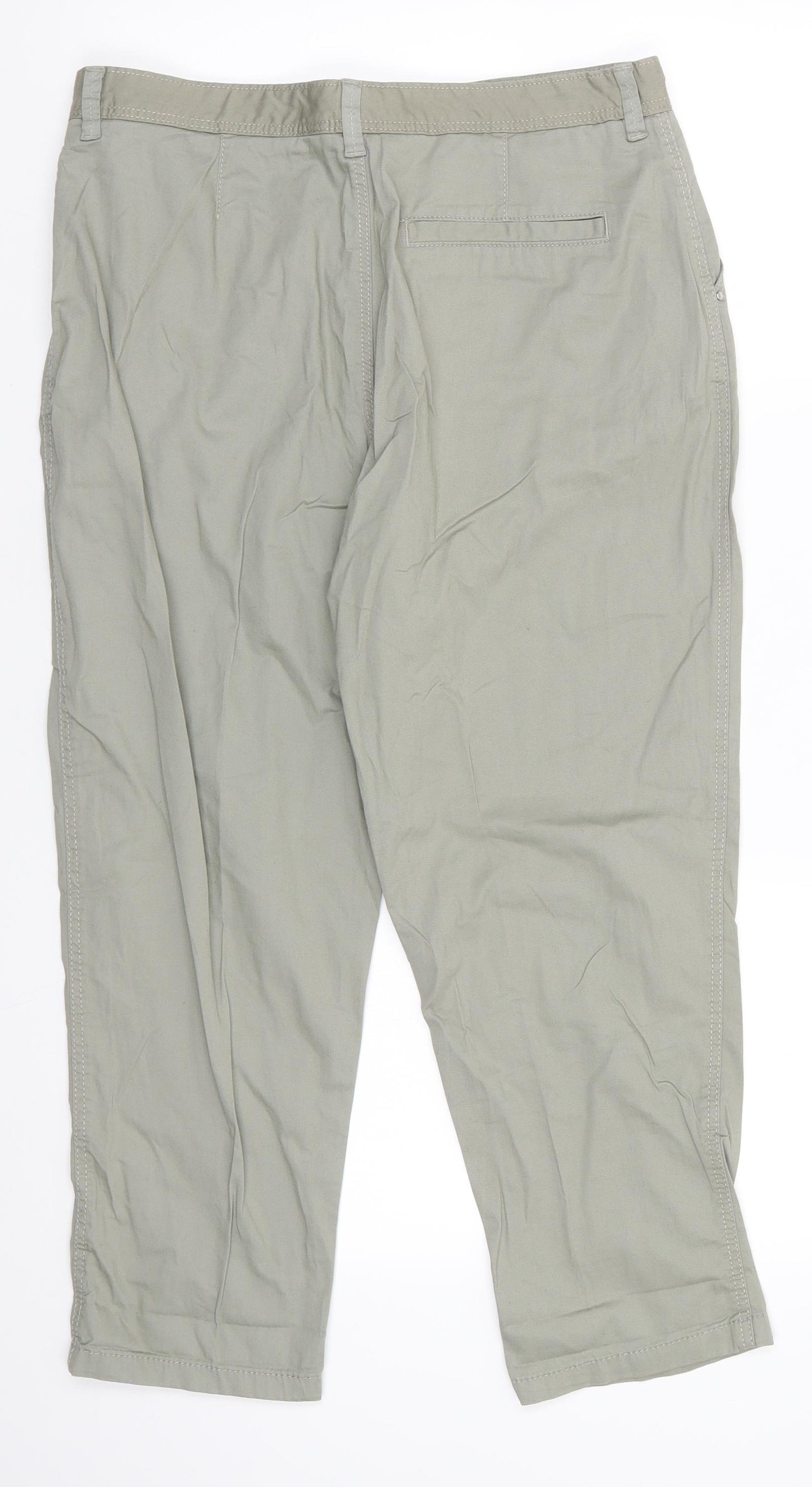 Florence and Fred Womens Green  Cotton Cropped Trousers Size 12 L23 in Regular  - Sage Green