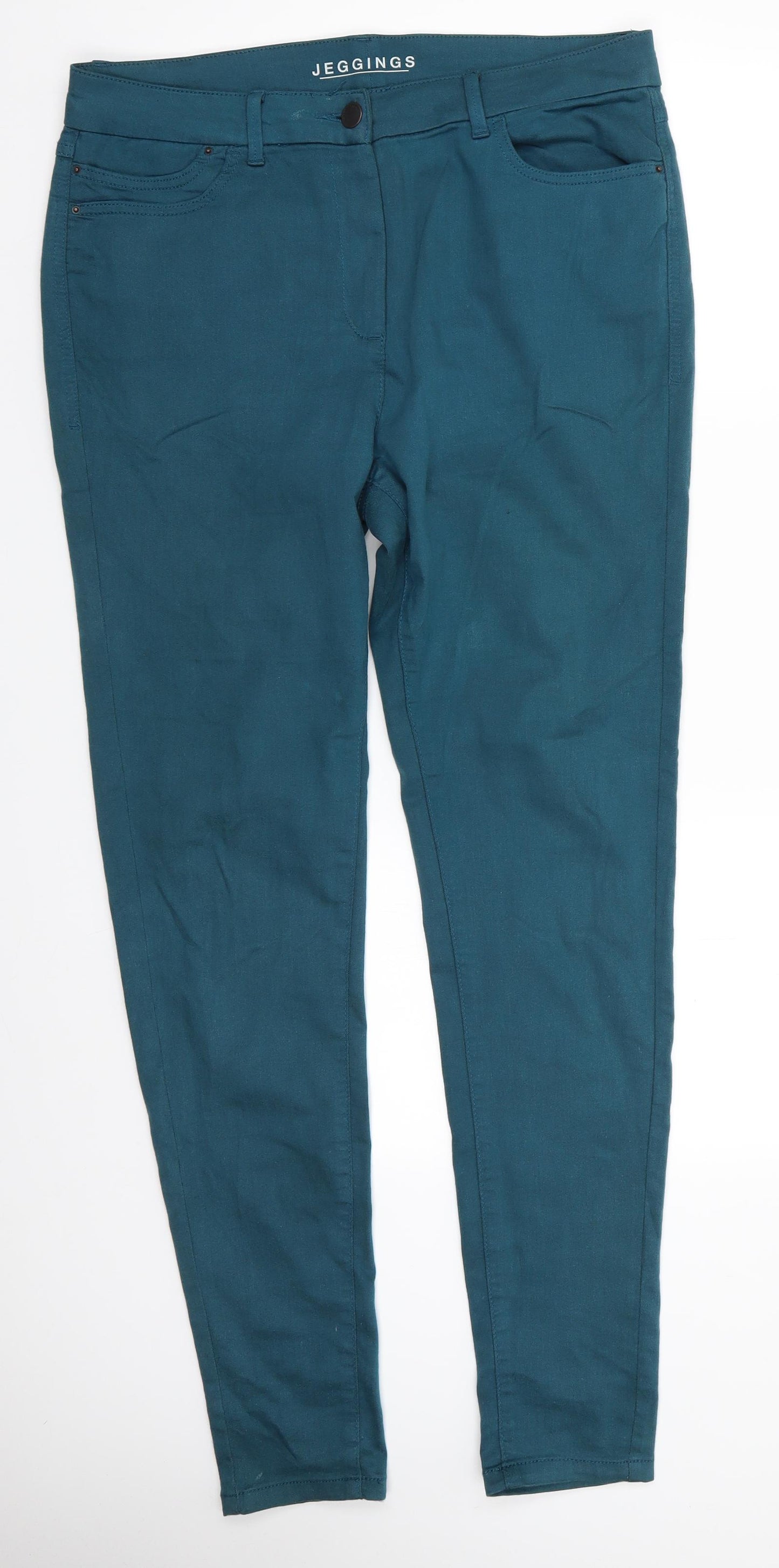 Marks and Spencer Womens Green  Cotton Jegging Jeans Size 16 L31.5 in Regular  - Dark Teal