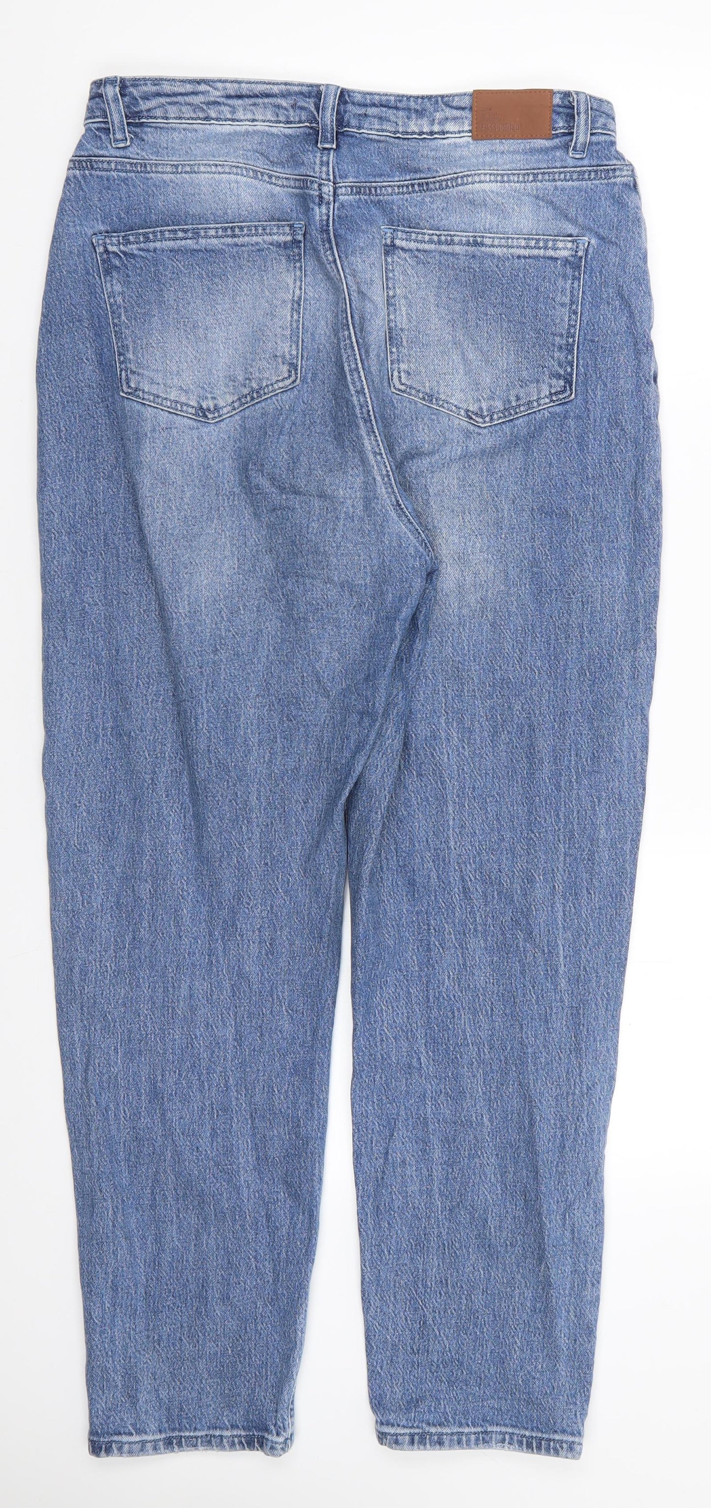 Missguided Womens Blue  Cotton Straight Jeans Size 12 L27 in Regular  - Stonewashed Soft touch