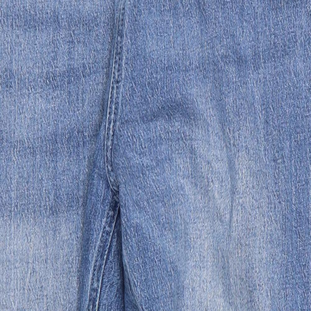 Missguided Womens Blue  Cotton Straight Jeans Size 12 L27 in Regular  - Stonewashed Soft touch