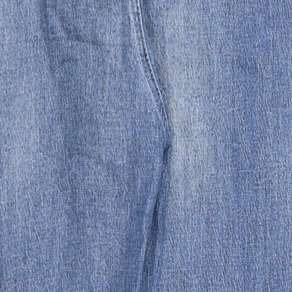 Missguided Womens Blue  Cotton Straight Jeans Size 12 L27 in Regular  - Stonewashed Soft touch