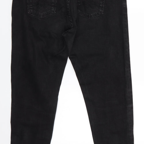 Marks and Spencer Womens Black  Cotton Skinny Jeans Size 14 L26 in Relaxed  - Turn Ups