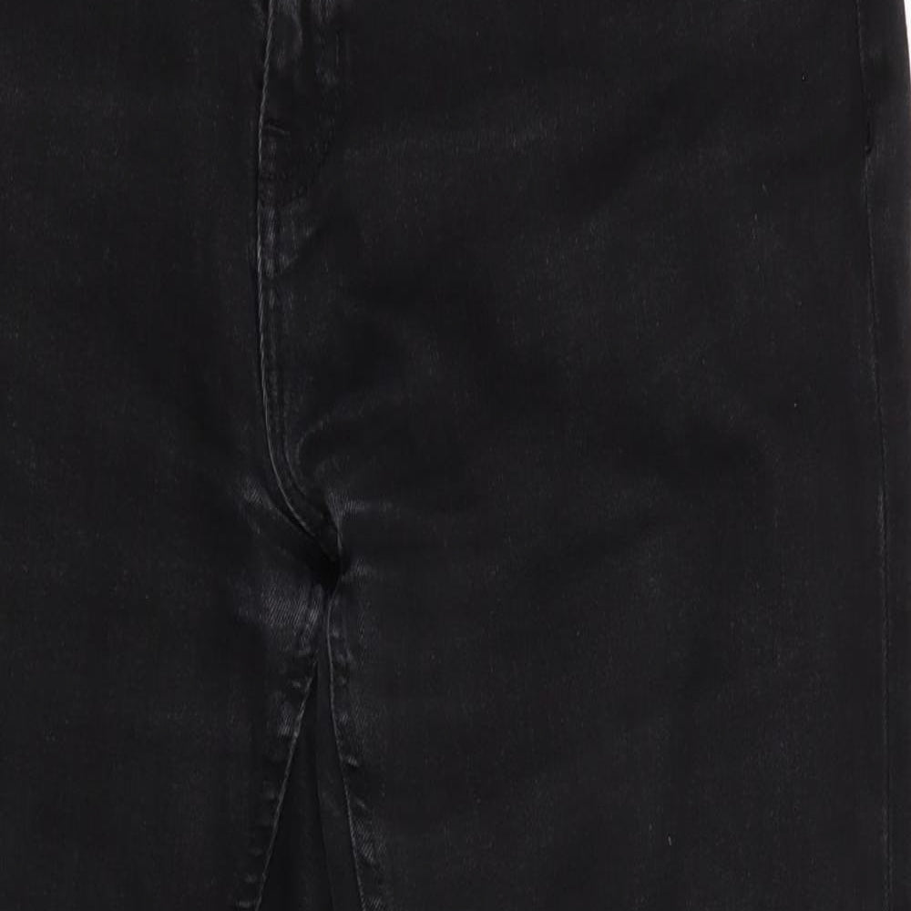 Marks and Spencer Womens Black  Cotton Skinny Jeans Size 14 L26 in Relaxed  - Turn Ups