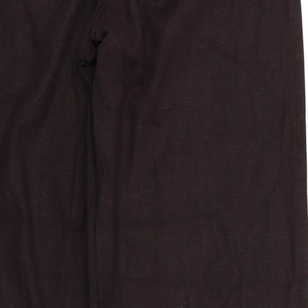 NEXT Womens Brown  Linen Trousers  Size 14 L32 in Regular  - Linen Look trousers - wide legged