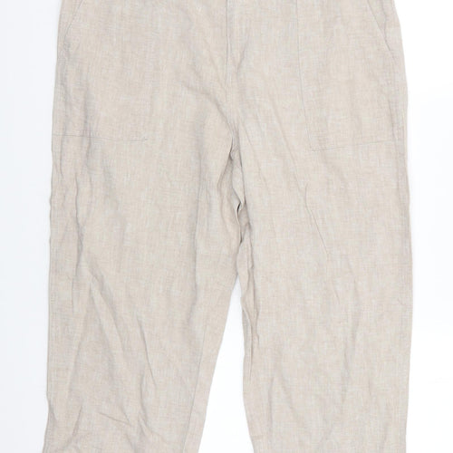 Florence and Fred Womens Beige  Linen Cropped Trousers Size 14 L22 in Regular  - Linen Look Trousers Oatmeal Colour