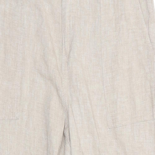 Florence and Fred Womens Beige  Linen Cropped Trousers Size 14 L22 in Regular  - Linen Look Trousers Oatmeal Colour
