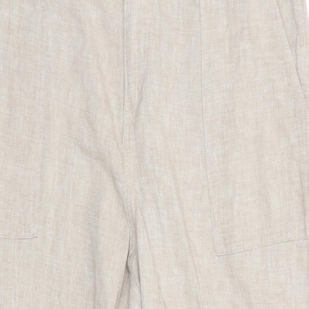 Florence and Fred Womens Beige  Linen Cropped Trousers Size 14 L22 in Regular  - Linen Look Trousers Oatmeal Colour