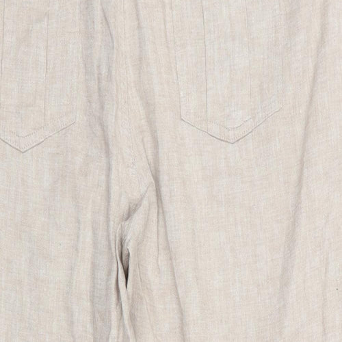 Florence and Fred Womens Beige  Linen Cropped Trousers Size 14 L22 in Regular  - Linen Look Trousers Oatmeal Colour