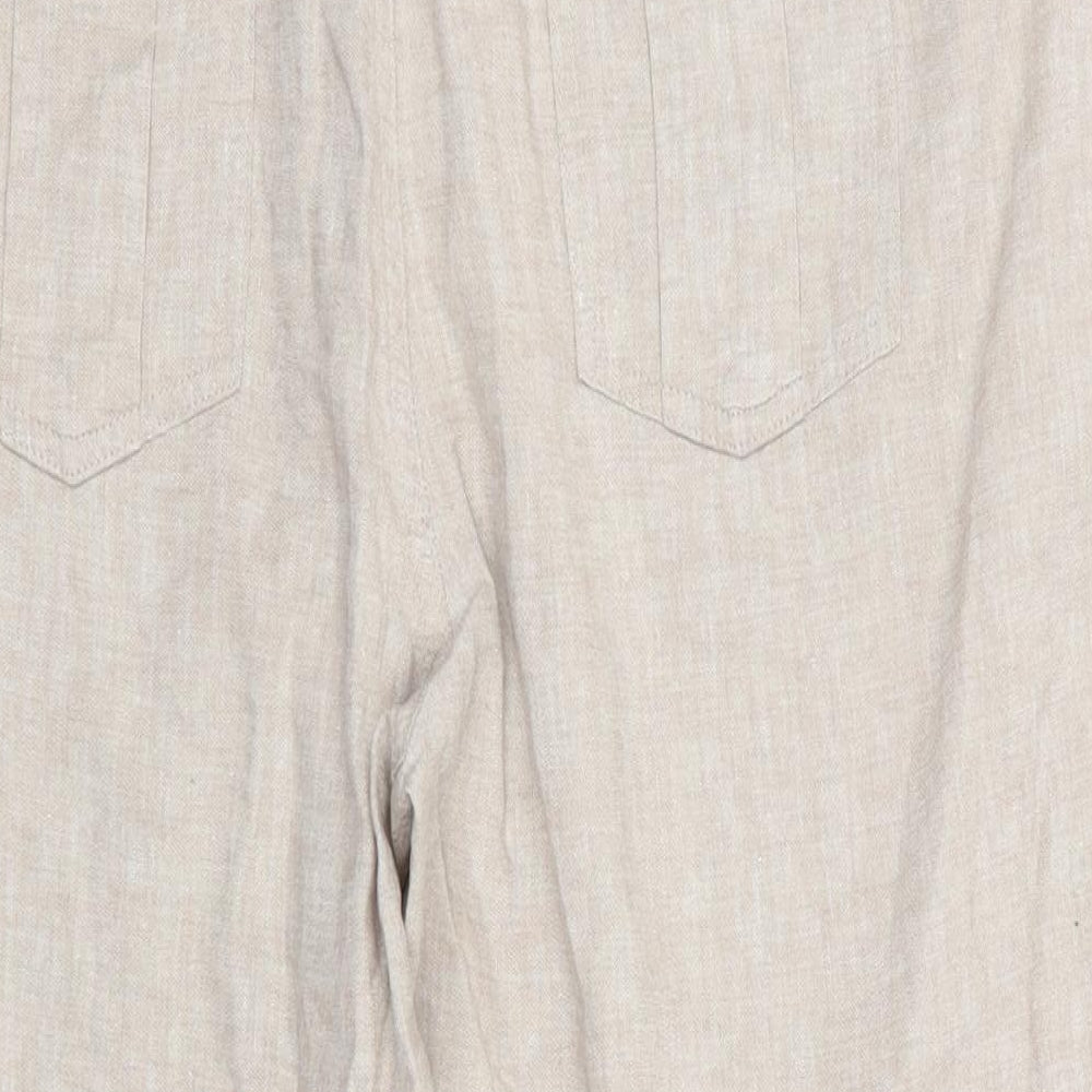 Florence and Fred Womens Beige  Linen Cropped Trousers Size 14 L22 in Regular  - Linen Look Trousers Oatmeal Colour