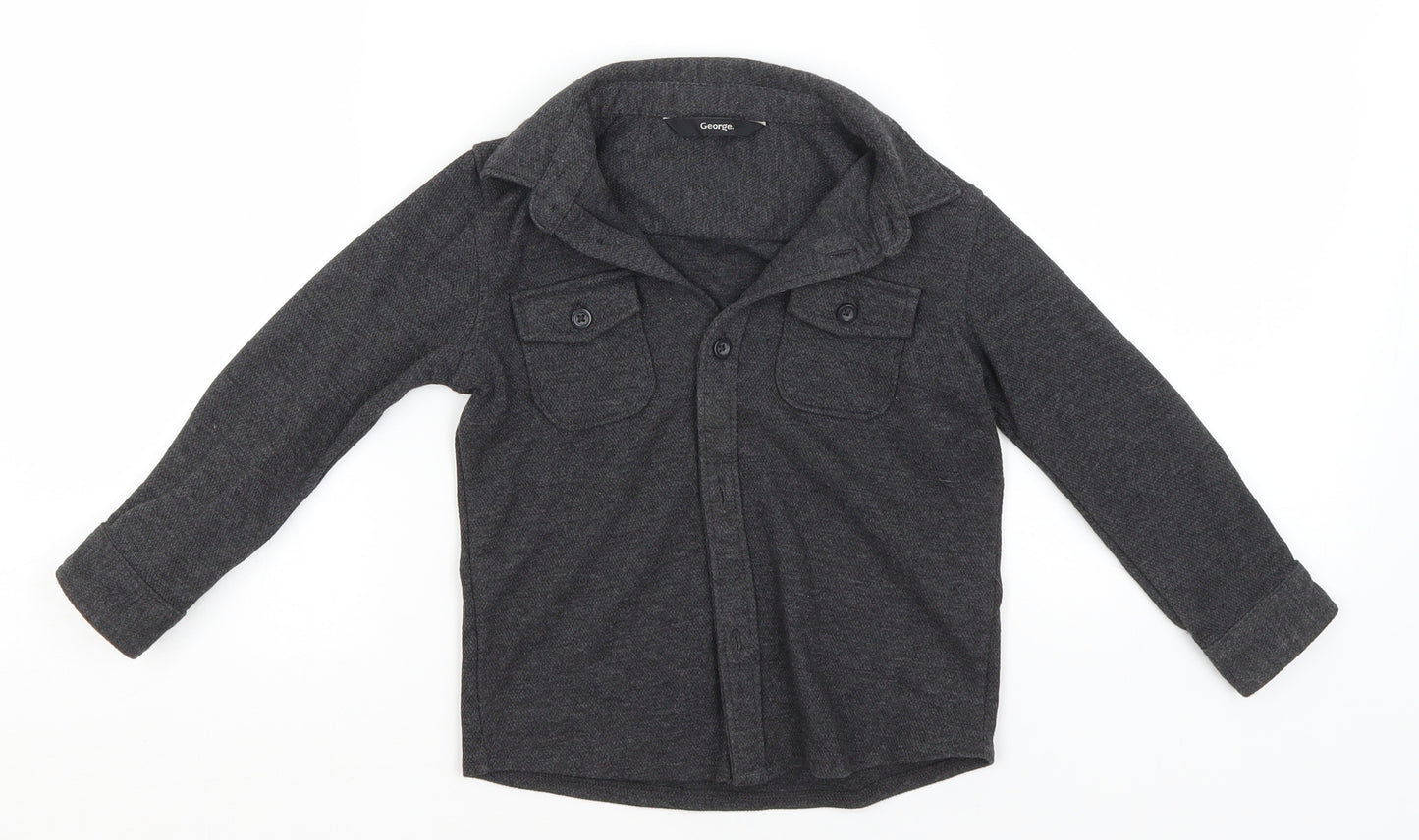 George Boys Grey  Cotton Basic Button-Up Size 2-3 Years Collared
