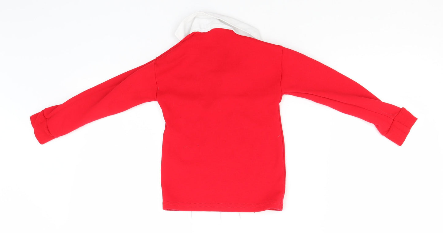 HSF Boys Red  Acrylic Basic T-Shirt Size 2-3 Years Collared  - Rugby, Wales