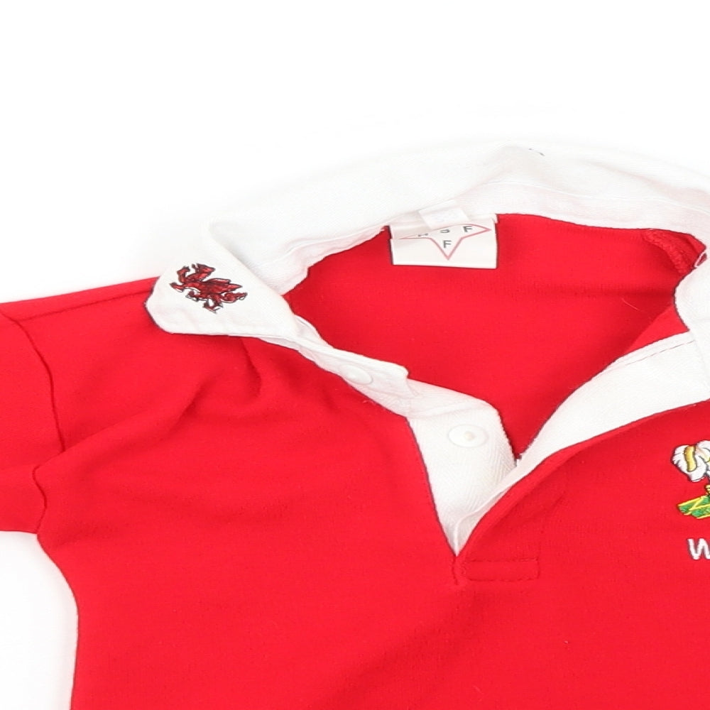 HSF Boys Red  Acrylic Basic T-Shirt Size 2-3 Years Collared  - Rugby, Wales
