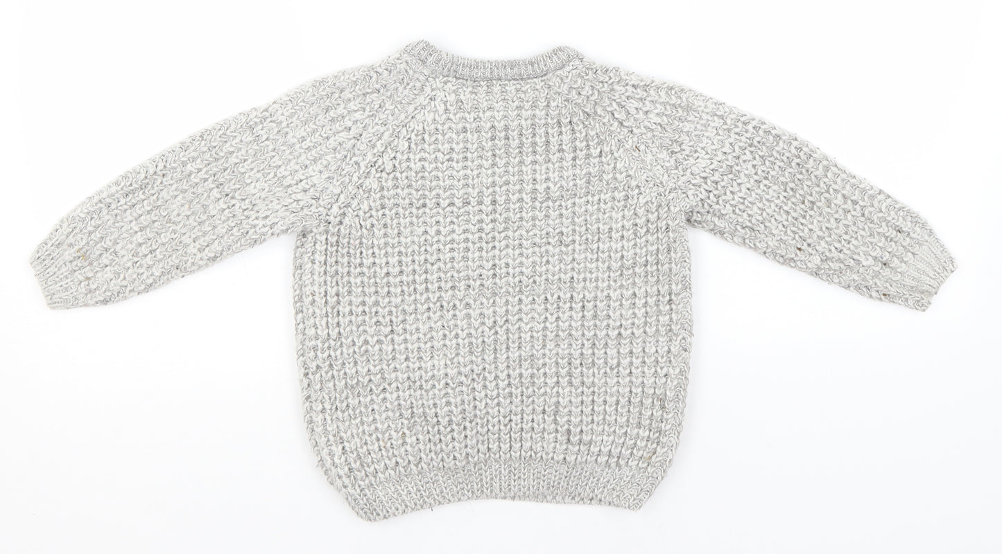 George Boys Grey Round Neck  Acrylic Pullover Jumper Size 2-3 Years