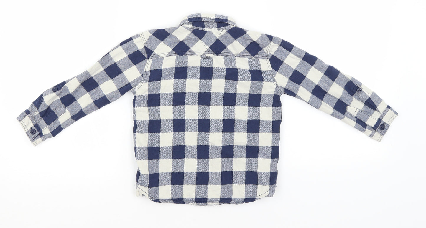 George Boys Blue Check Cotton Basic Button-Up Size 2-3 Years Collared
