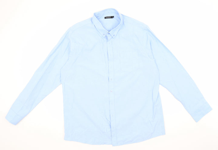 Capsule Mens Blue Cotton Button-Up Size XL Collared