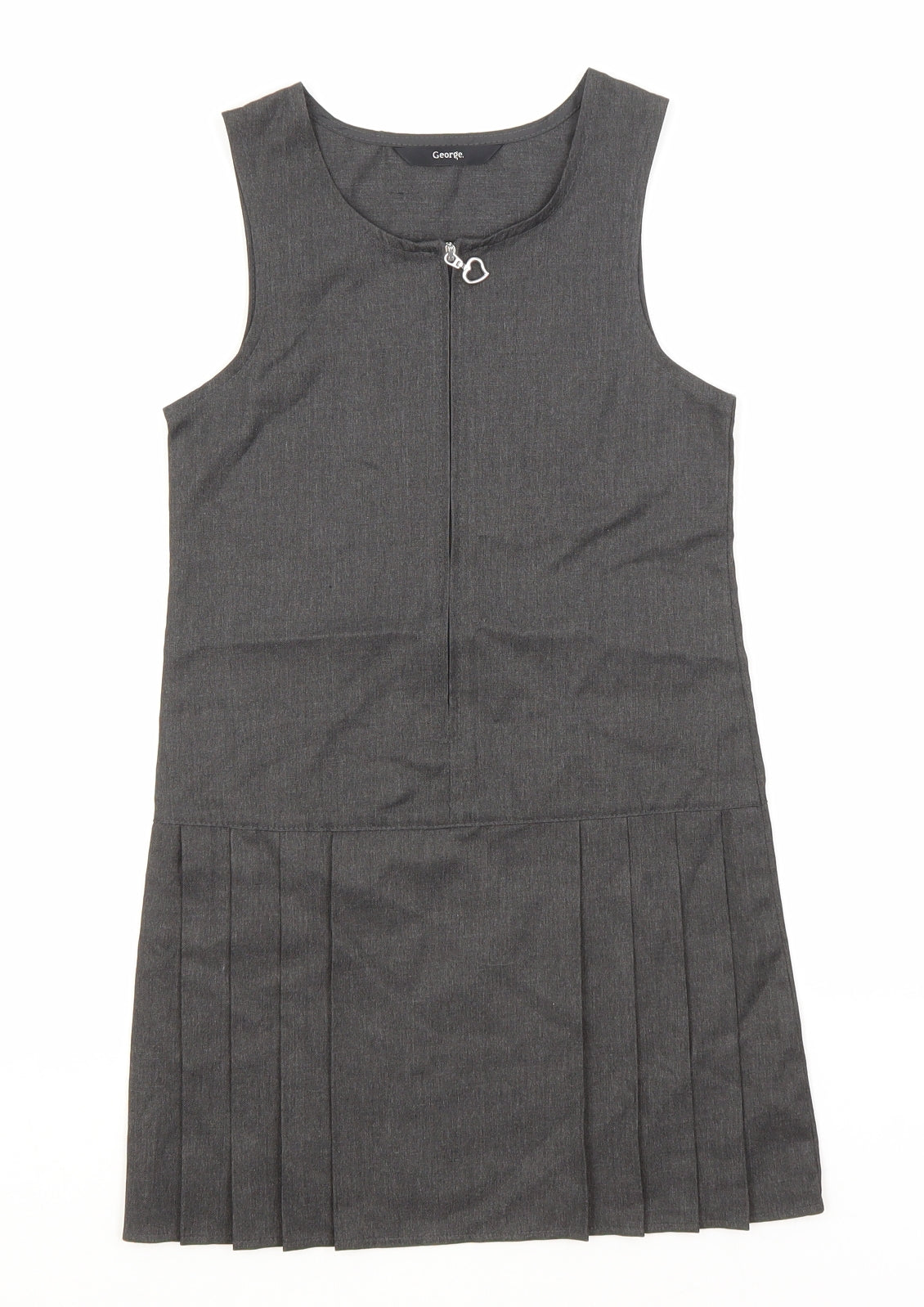 George Girls Grey  Polyester A-Line  Size 5-6 Years  Round Neck  - School