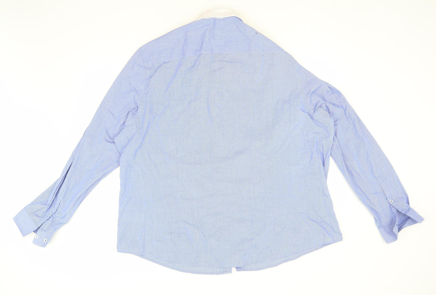 F&F Mens Blue Check Polyester  Button-Up Size 18.5 Collared