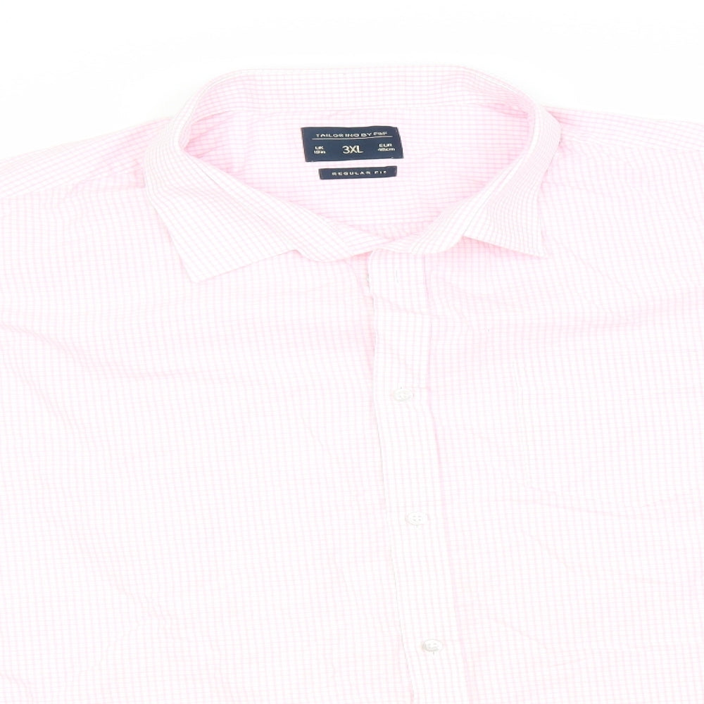 F&F Mens White Plaid Cotton  Button-Up Size 3XL Collared