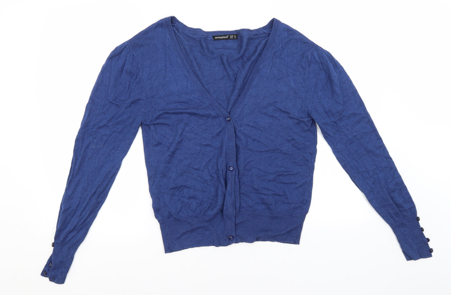 Atmosphere Womens Blue Round Neck   Cardigan Jumper Size 14