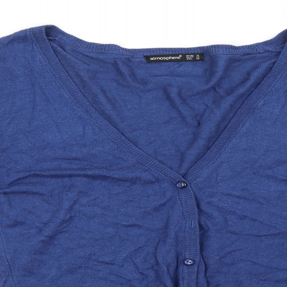 Atmosphere Womens Blue Round Neck   Cardigan Jumper Size 14