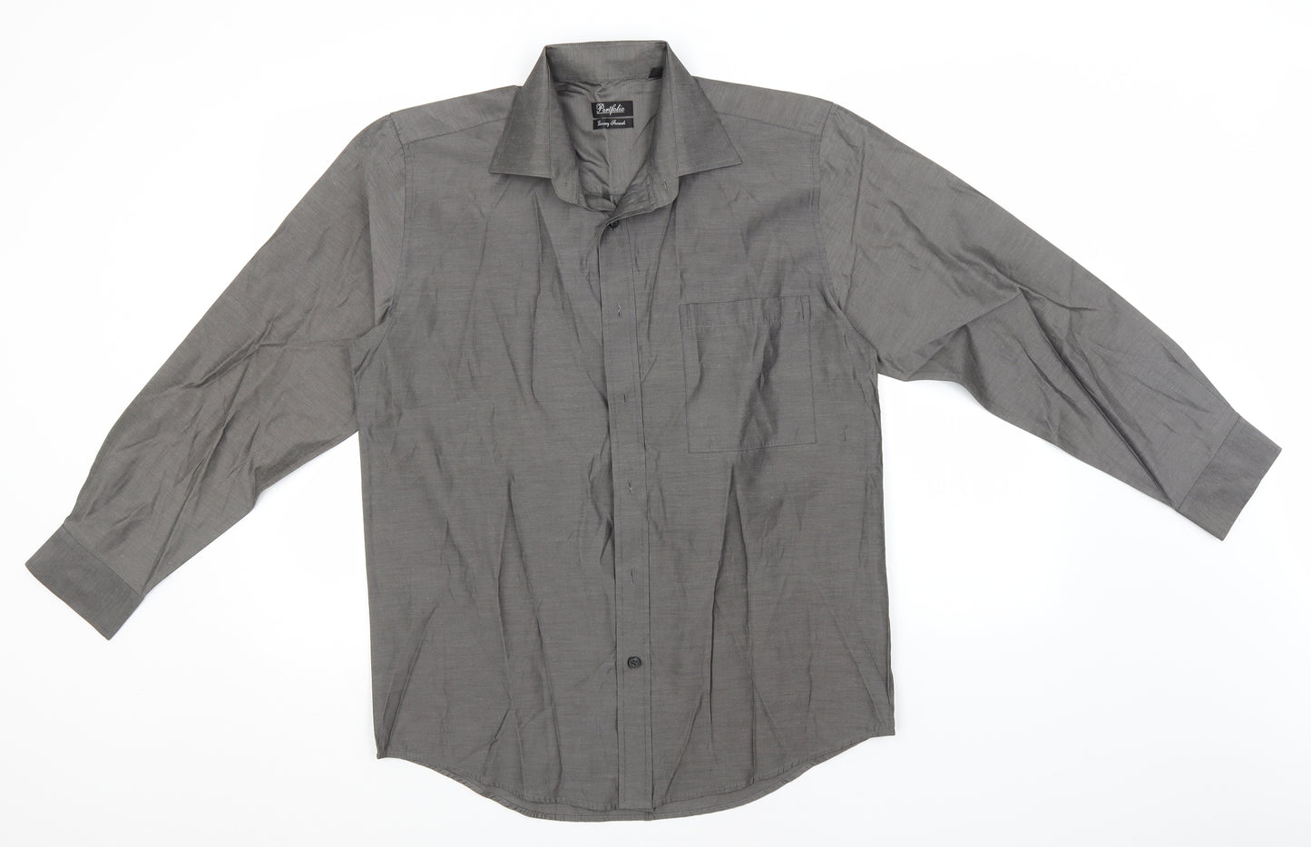 Portfolio Mens Grey  Polyester  T-Shirt Size M Collared