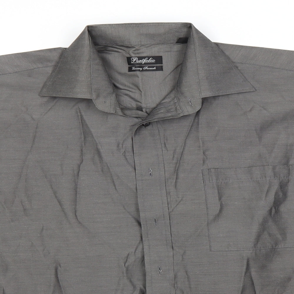 Portfolio Mens Grey  Polyester  T-Shirt Size M Collared