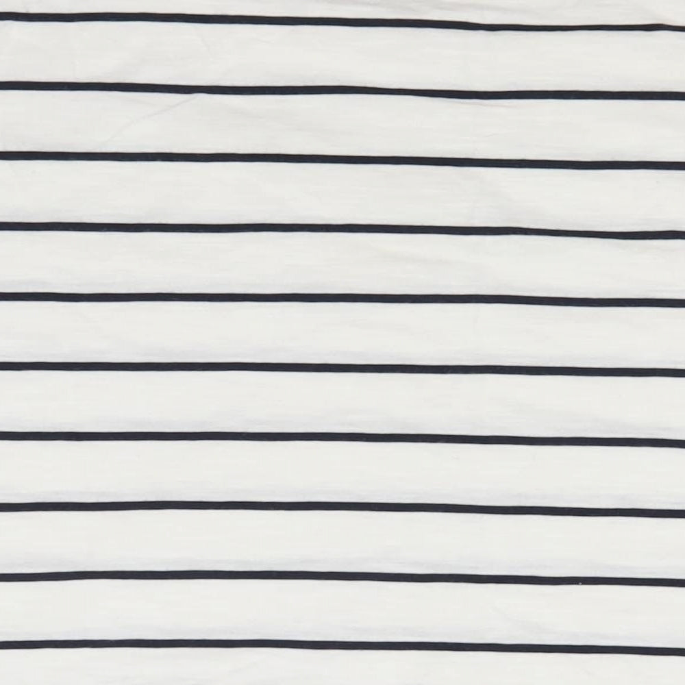 River Island Womens White Striped Cotton Basic T-Shirt Size 10 Round Neck