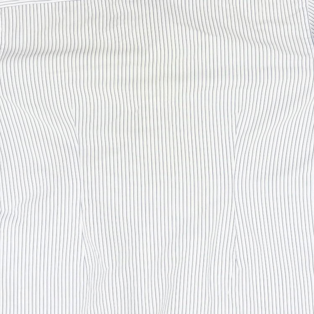 NEXT Mens Blue Striped Polyester  Button-Up Size 15.5 Collared