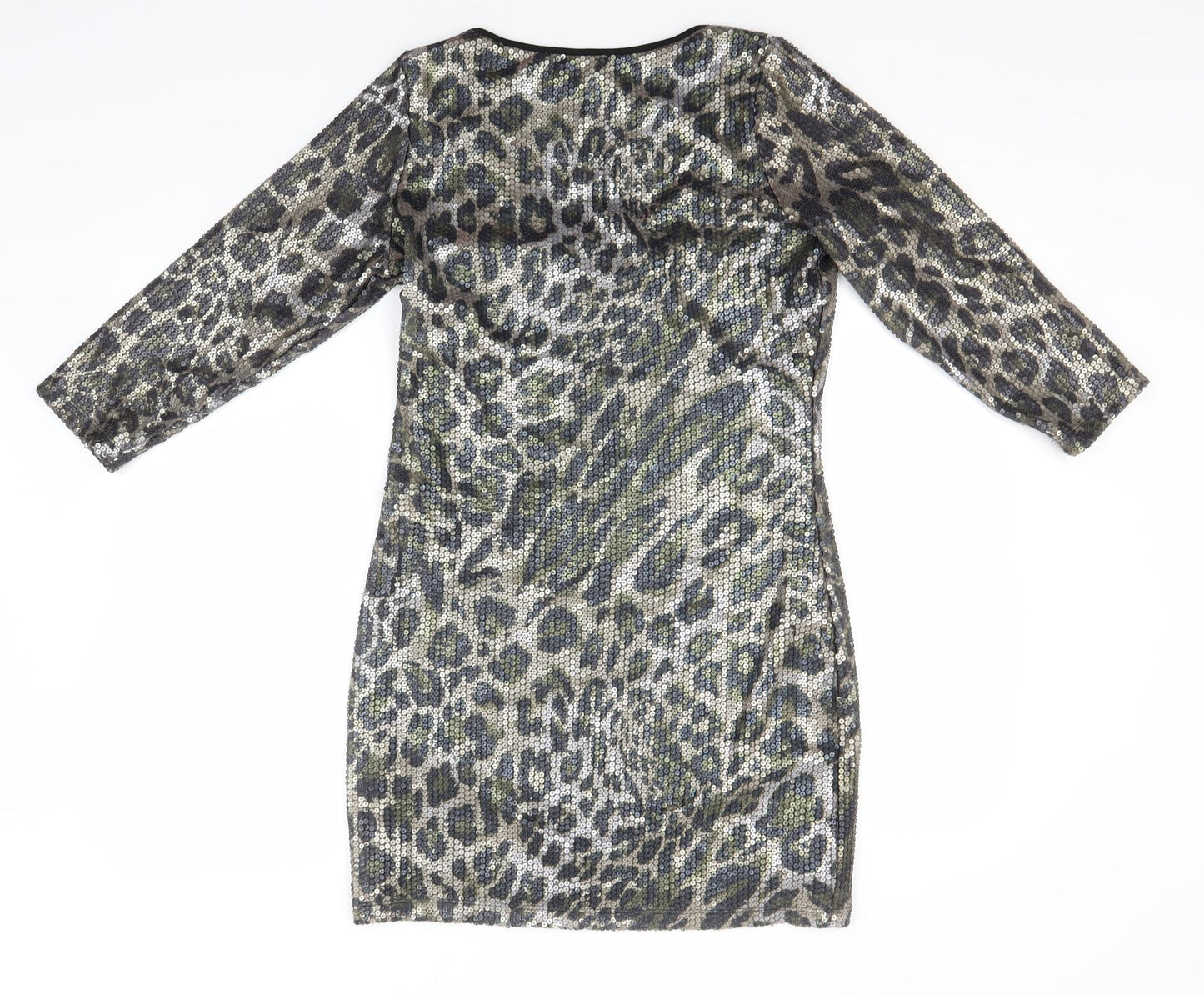 Drama Queen Womens Multicoloured Animal Print Polyamide A-Line  Size 12  Round Neck