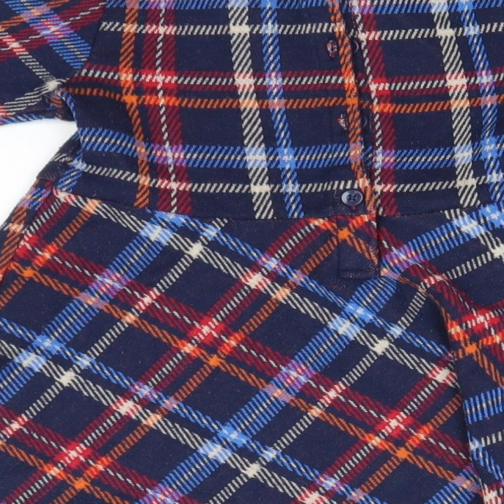 NEXT Girls Blue Plaid Polyester A-Line  Size 2-3 Years  High Neck