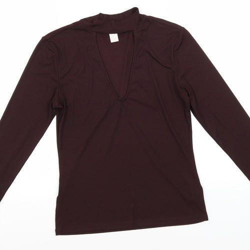 H&M Womens Black  Polyester Basic Blouse Size M High Neck