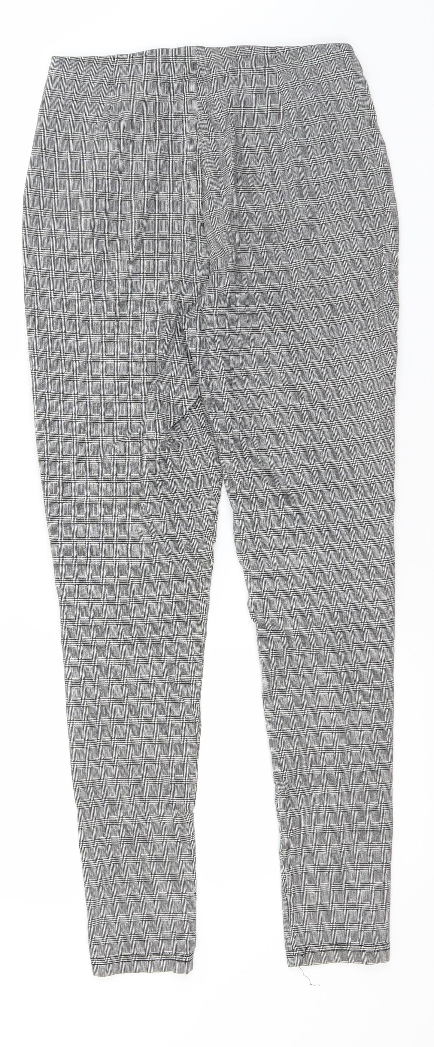 Peacocks Womens Grey Plaid Viscose Trousers  Size 8 L28 in Regular