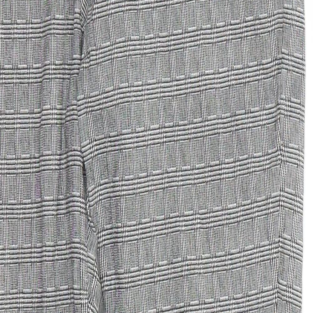 Peacocks Womens Grey Plaid Viscose Trousers  Size 8 L28 in Regular
