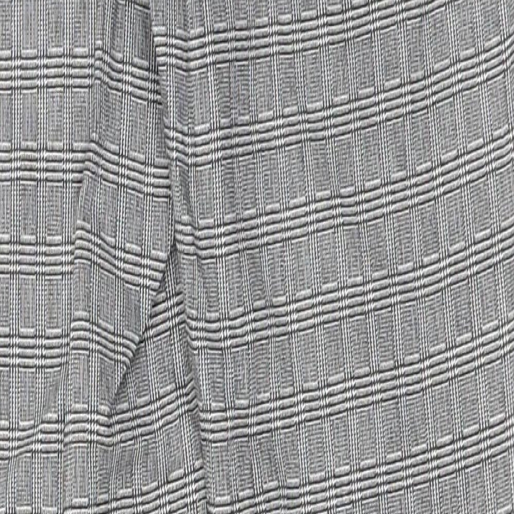 Peacocks Womens Grey Plaid Viscose Trousers  Size 8 L28 in Regular