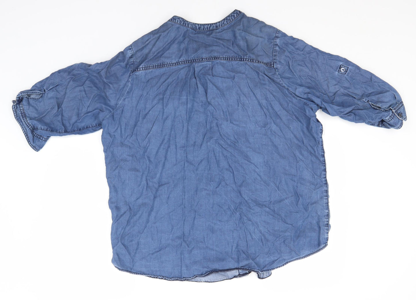Autograph Womens Blue  Lyocell Basic Button-Up Size 20 Round Neck