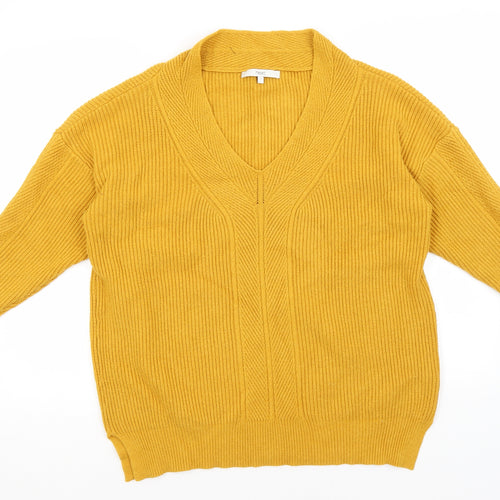 NEXT Womens Orange V-Neck  Viscose Pullover Jumper Size L