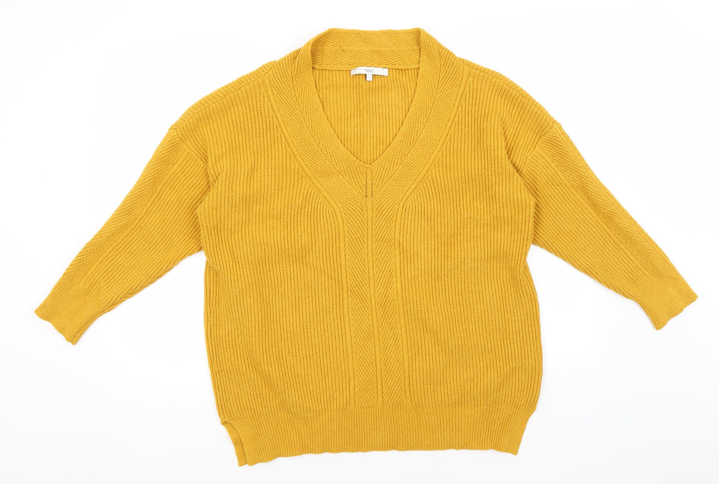 NEXT Womens Orange V-Neck  Viscose Pullover Jumper Size L